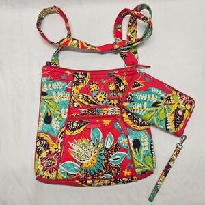 Vera Bradley Hipster Bag & Wallet Womens OS Red Rain Forest Quilted Set